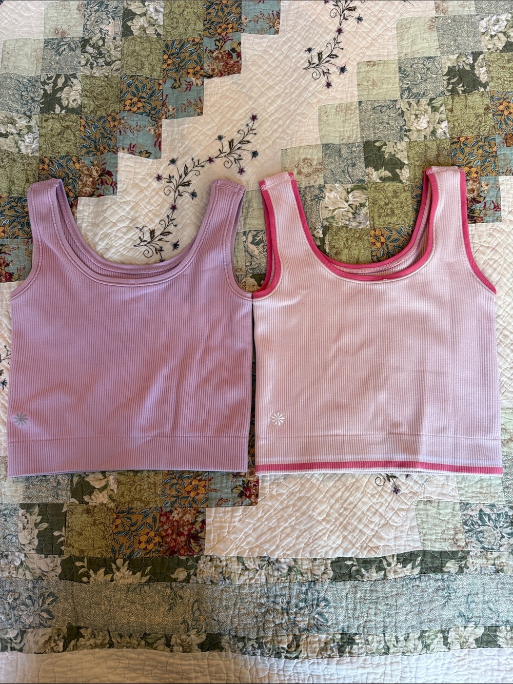 Athleta Girls' Ribbed Tank Tops in Lilac with Pink Trim